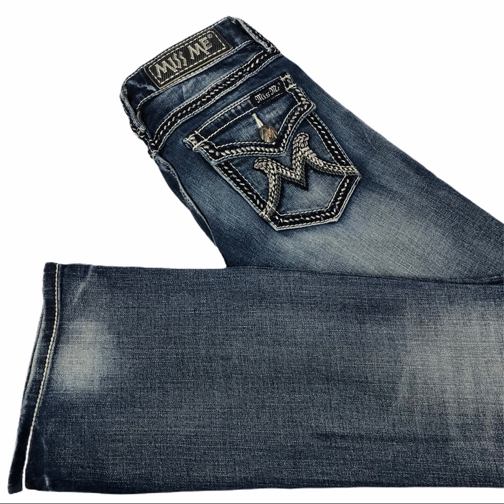 Miss Me Distressed Embroidered Jeans Size 26 Women